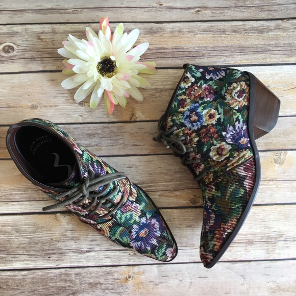 Nina Originals Shoes - Lace Up Floral Ankle Bootie